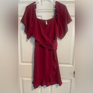 Chic Burgundy Asymmetrical Dress